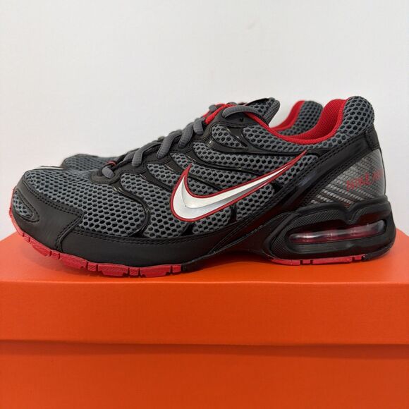 Nike Mens Air Max Torch 4 Running Shoes Dark Grey Metallic Silver Red Men Sz 9.5